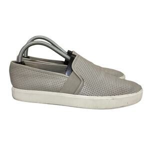 Vince Blair Shoes Perforated Leather Slip-On‎ Sneakers Gray Women's 8 (EU 38)